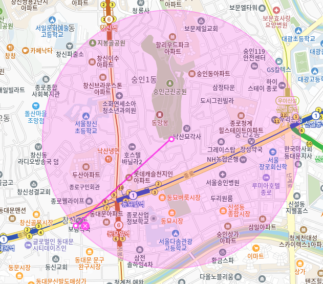 숭인동 월주차_동묘앞역 2번출구 도보 2분 전일제 24시 지정석 단일주차