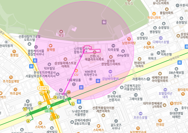 선릉역 월주차_10번출구 도보 2분 전일제 단일주차장