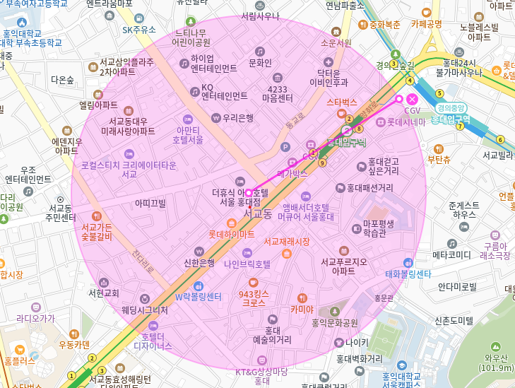홍대입구역 월주차_1번출구 도보 2분거리 전일제 단일주차장