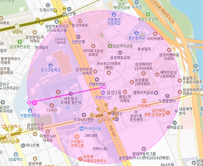 삼성동 월주차_봉은사역 3번 출구 도보 1분 거리 초역세권 단일주차장