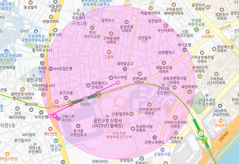 구의역 월주차_2번출구 도보 2분거리 역세권 월주차장