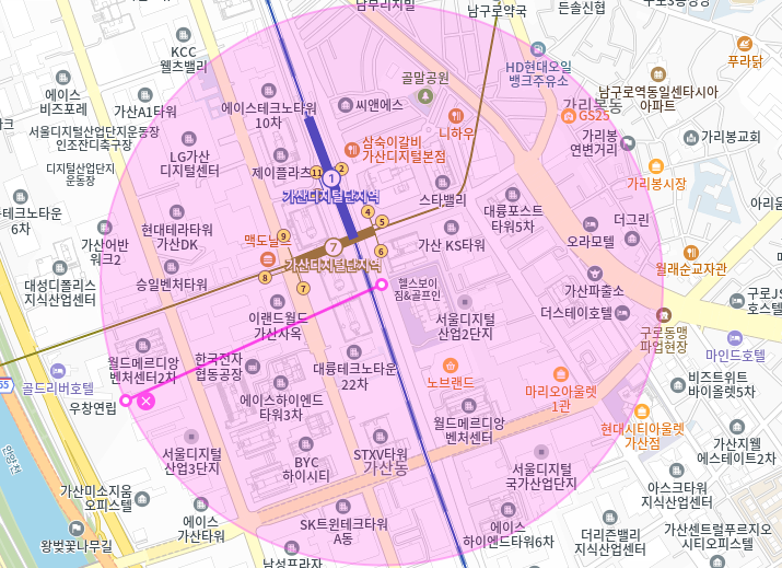 가산디지털단지역_6번출구 도보 1분거리 초역세권 단일주차장