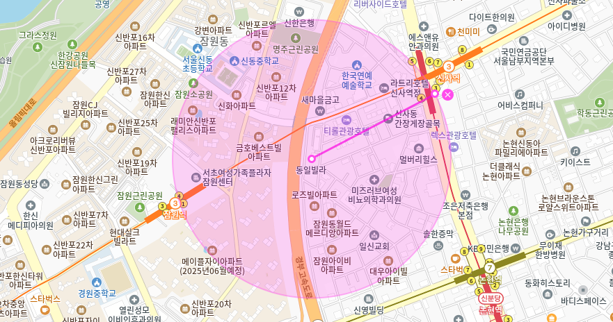 잠원동 월주차 _ 신사역/잠원역 모두 걸어서 5분 거리에 위치한 주차장