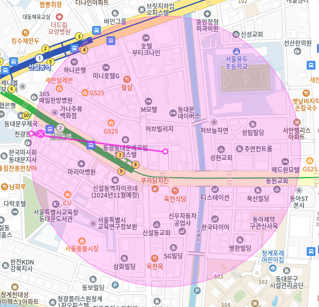 동대문 월주차_신설동역 도보 8분 거리 월주차장