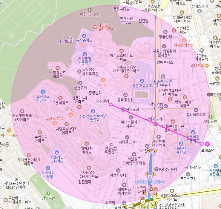 동작동 월주차 / 총신대입구역 도보 7분 현충근린공원 인근