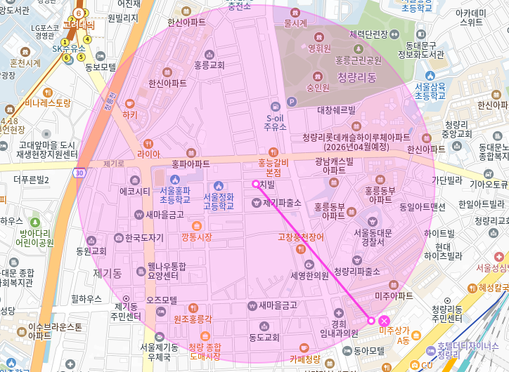 제기동 월주차_정화여중여고 인근 전일제 단일주차장