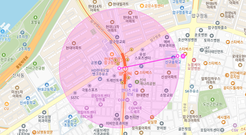 압구정 월주차 _ 압구정역 5번 출구에서 1분이면 도착 가능