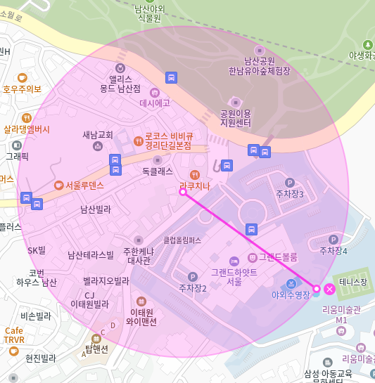 이태원동 월주차 / 그랜드하얏트서울 바로 앞, 단일주차장