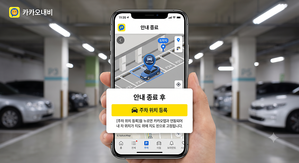 주차장 차 위치 깜빡했다면? 아이폰·갤럭시 주차 위치 자동 저장 방법 (티맵/카카오맵 활용 팁)