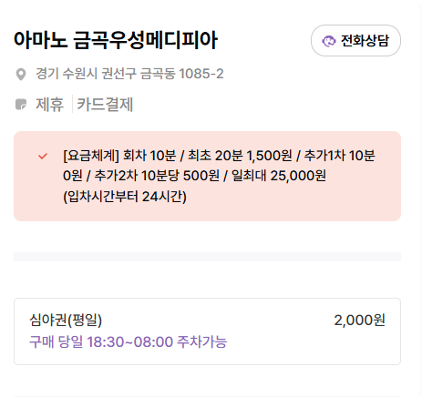수원 칠보마을 주차장 금곡동 금곡저수지 산책로 인근 주차 할인권