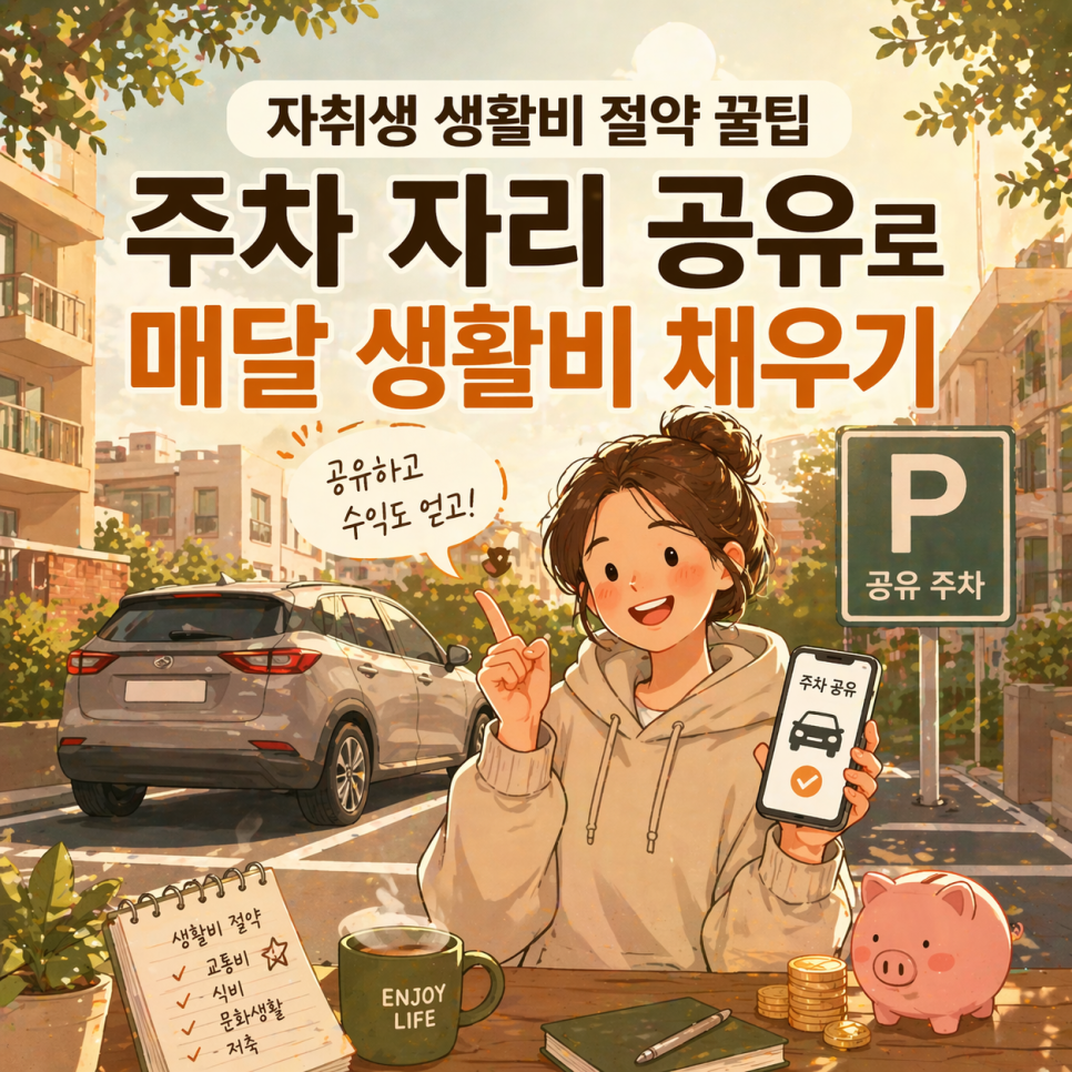 자취생 생활비 절약 꿀팁 - 주차 자리 공유로 매달 생활비 채우기 대표 이미지
