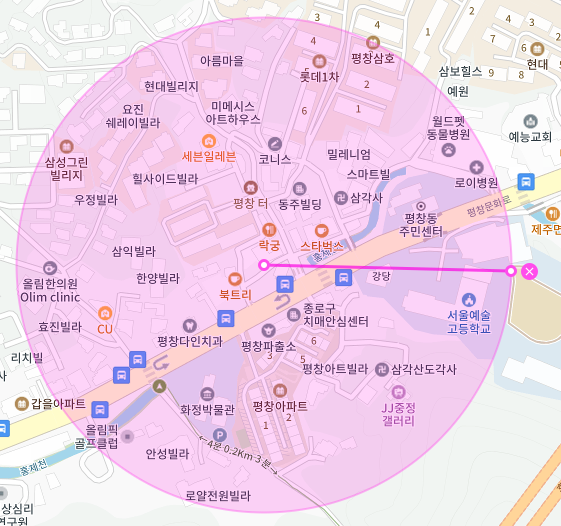 서울 종로구 평창동 | 월주차 정기권 | 야간 | 서울예술고등학교 인근 주차장