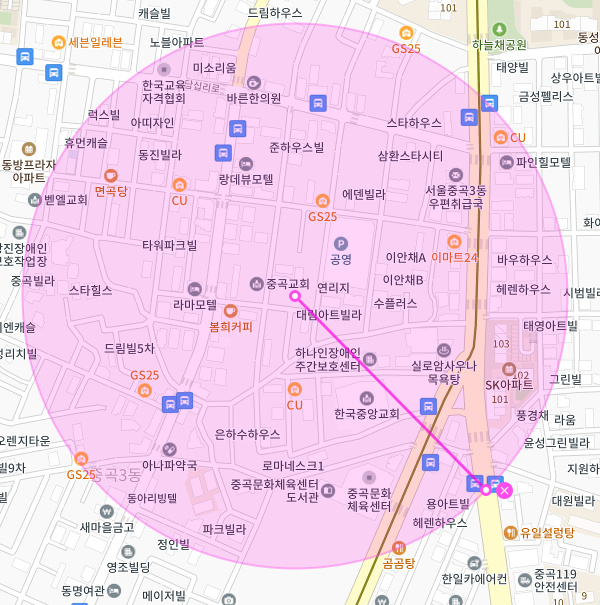 서울 광진구 중곡동 | 월주차 정기권 | 주간 | 중곡교회 인근 주차장