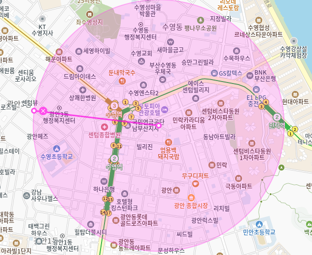 수영역 월주차_11번 출구까지 도보 1분 거리 주차장