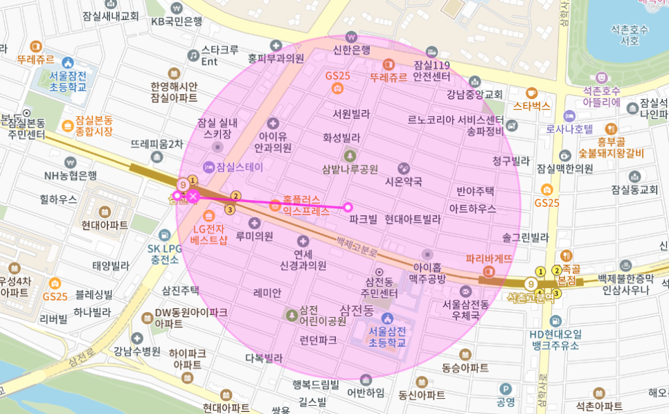 삼전동 월주차  _ 삼전역과 석촌고분역이 도보 5분 거리에 있는 월주차장
