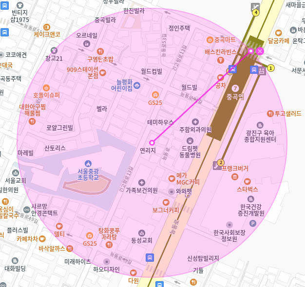 중곡역 월주차 / 중곡역 3번출구 도보1분 역세권