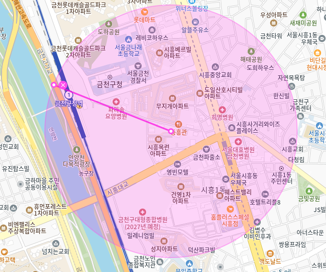 금천구 월주차_금천구청역 1번 출구 인근 전일제 단일주차장