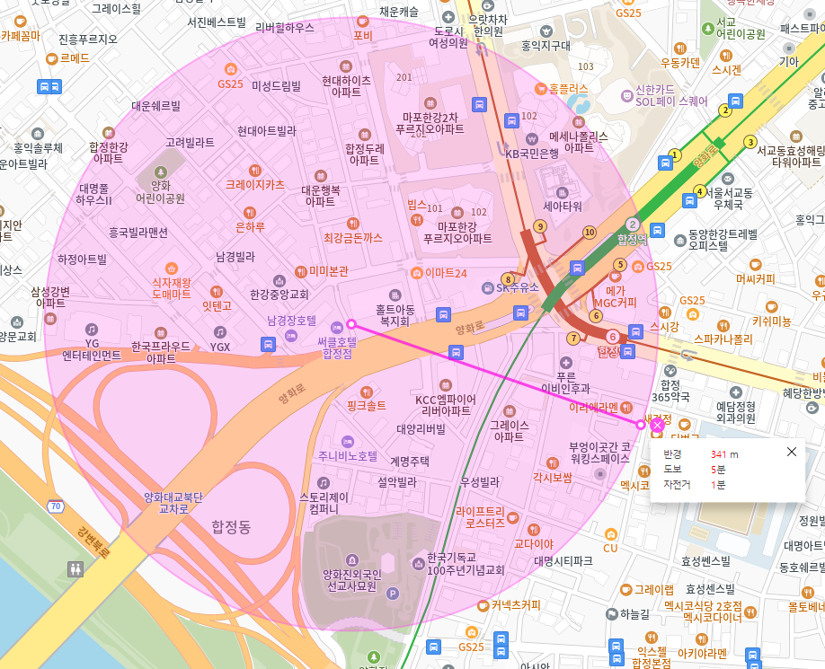 합정 월주차 _ 합정역까지 걸어서 4분 안에 이동 가능한 역세권 주차장 이용해 보세요!