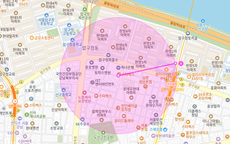 압구정로데오 월주차 _ 압구정로데오역에서 5분