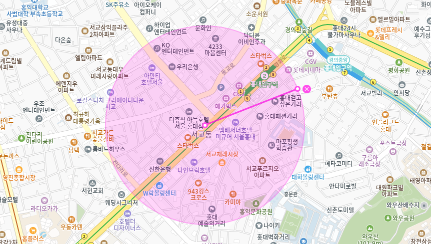 홍대 월주차 _ 홍대입구역 1번 출구에서 4분