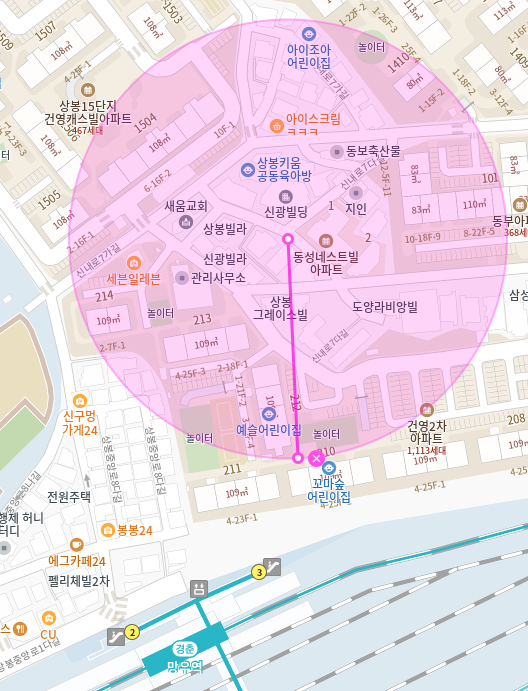 망우역 월주차 2번 출구 도보 7분 거리 주차장 안내