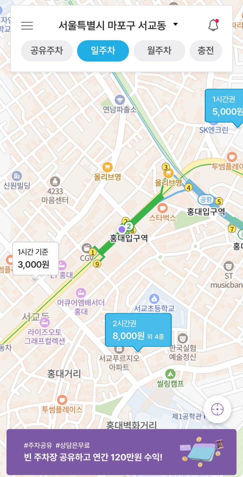 홍대입구역 월주차, 매물 확인부터 결제까지 어플 하나로 해결!